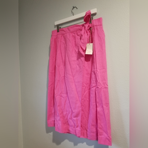 Women's Linen Wrap A-Line Skirt - A New Day Pink L - Picture 5 of 9